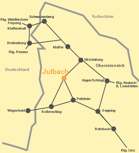 Gasthof Luger Julbach - Urlaub im Mühlviertel - Anfahrt detailiert